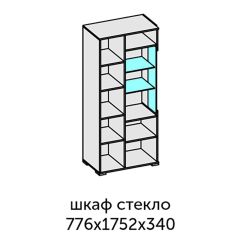 Аллегро-10 Шкаф 2дв. (со стеклом) (дуб крафт золотой-камень темный) в Сургуте - surgut.mebel24.online | фото 2