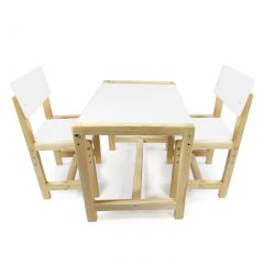 Детский растущий комплект стол и два стула  Я САМ "Лофт" (Белый, Сосна) в Сургуте - surgut.mebel24.online | фото 1