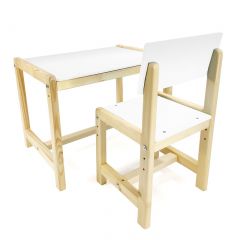 Детский растущий комплект стол и стул  Я САМ "Лофт" (Белый, Сосна) в Сургуте - surgut.mebel24.online | фото