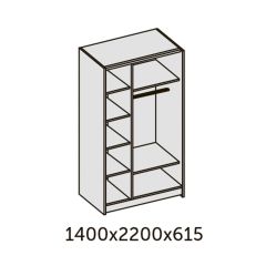 ИННЭС-5 Шкаф-купе 2-х дв. 1400 (2дв. Ф1 - ЛДСП белый глянец) в Сургуте - surgut.mebel24.online | фото 2