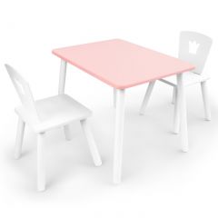 Комплект детской мебели стол и два стула Корона  (Розовый/Белый/Белый) в Сургуте - surgut.mebel24.online | фото