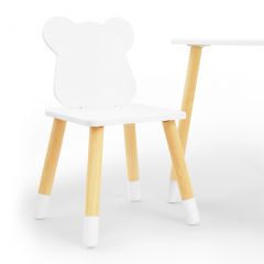Комплект детской мебели стол и два стула Мишутка (Белый/Белый/Береза) в Сургуте - surgut.mebel24.online | фото