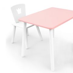 Комплект детской мебели стол и стул Корона (Розовый/Белый/Белый) в Сургуте - surgut.mebel24.online | фото 1