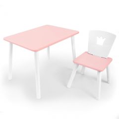Комплект детской мебели стол и стул Корона (Розовый/Розовый/Белый) в Сургуте - surgut.mebel24.online | фото