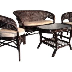 Комплект Пеланги 02/15 с 2-х местным диваном и овальным столом (Темно-коричневый) в Сургуте - surgut.mebel24.online | фото