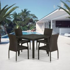 Комплект плетеной мебели T257A/YC379A-W53 Brown (4+1) + подушки на стульях в Сургуте - surgut.mebel24.online | фото 1