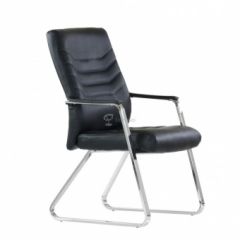 Кресло Barneo K-25 для посетителей и переговорных (хром, черная экокожа) в Сургуте - surgut.mebel24.online | фото