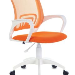 Кресло BRABIX "Fly MG-396W", пластик белый, сетка, оранжевое, 532401, MG-396W_532401 в Сургуте - surgut.mebel24.online | фото