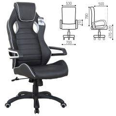 Кресло компьютерное BRABIX Techno Pro GM-003 (экокожа черное/серое, вставки серые) 531814 в Сургуте - surgut.mebel24.online | фото