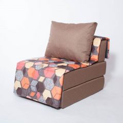 Кресло-кровать бескаркасное Харви (коричневый-геометрия браун) в Сургуте - surgut.mebel24.online | фото