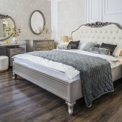 Кровать Мокко 1600 с мягким изголовьем + основание (серый камень) в Сургуте - surgut.mebel24.online | фото