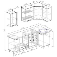 Кухонный гарнитур угловой Бланка 2200х1000 (Стол. 26мм) в Сургуте - surgut.mebel24.online | фото 3