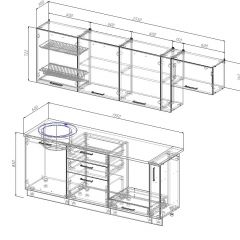 Кухонный гарнитур Вегас 2550 (Стол. 26мм) в Сургуте - surgut.mebel24.online | фото 2