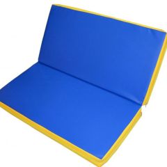 Мат гимнастический 1х1х0,08м складной цв. синий-желтый в Сургуте - surgut.mebel24.online | фото