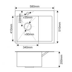 Мойка HD5851L MELANA ProfLine 3,0/200 САТИН врезная прямоугольная с коландером HD5851L в Сургуте - surgut.mebel24.online | фото 2