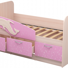 Кровать Дельфин 1,6 (Дуб молочный/фасад - Ламарти розовый) в Сургуте - surgut.mebel24.online | фото