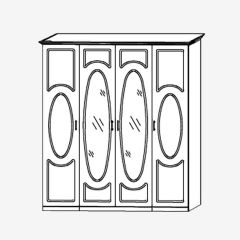 Прованс-2 Шкаф 4-х дверный с 2 зеркалами (Итальянский орех/Груша с платиной черной) в Сургуте - surgut.mebel24.online | фото