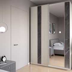Шкаф-купе 1300 серии SILVER S4+S3Z+B2+PL1 (2 ящика+1 штанга) профиль «Серебро» в Сургуте - surgut.mebel24.online | фото