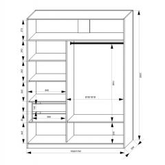 Шкаф-купе 1500 серии NEW CLASSIC K2+K2+B2+PL2(2 ящика+1 штанга+1 полка) профиль «Капучино» в Сургуте - surgut.mebel24.online | фото 3