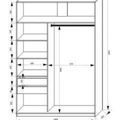 Шкаф-купе 1600 серии SOFT D1+D3+B2+PL1 (2 ящика+1штанга) профиль «Графит» в Сургуте - surgut.mebel24.online | фото 4