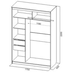 Шкаф-купе №19 Серия 3 Инфинити с зеркалами (1700) Ясень Анкор светлый в Сургуте - surgut.mebel24.online | фото 6