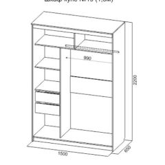 Шкаф-купе №19 Серия 3 Квадро (1500) Ясень Анкор светлый в Сургуте - surgut.mebel24.online | фото 4