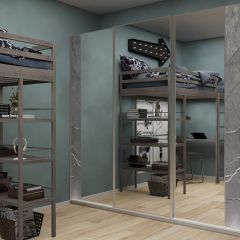 Шкаф-купе 1950 серии SILVER S3+S1+S3Z B22+PL2 (по 2 ящика лев/прав+1штанга+1 полка) профиль «Серебро» в Сургуте - surgut.mebel24.online | фото