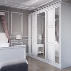 Шкаф-купе 2450 серии NEW CLASSIC K6Z+K1+K6+B22+PL2 (по 2 ящика лев/прав+1 штанга+1 полка) профиль «Капучино» в Сургуте - surgut.mebel24.online | фото