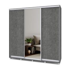 МАРТИН Шкаф-купе с зеркалом Камень темный (2200*450) М422 в Сургуте - surgut.mebel24.online | фото