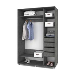 РОЛАНД Шкаф-купе зеркалом Камень темный (600*1500) Р652 в Сургуте - surgut.mebel24.online | фото 4