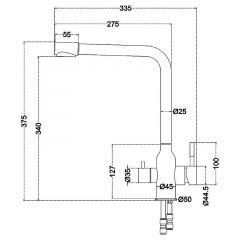 Смеситель д/кухни MELANA-F610304 Stello нерж.сталь, с переключателем на фильтр, однорычажный, сатин в Сургуте - surgut.mebel24.online | фото 4