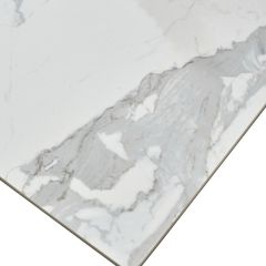 Стол CREMONA 140 HIGH GLOSS STATUARIO Белый мрамор глянцевый, керамика/ белый каркас, ®DISAUR в Сургуте - surgut.mebel24.online | фото 5