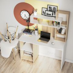 Стол компьютерный Олимп (дуб сонома/белый) в Сургуте - surgut.mebel24.online | фото 2