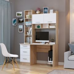 Стол компьютерный ПКС-5 Дуб сонома/Белый глянец в Сургуте - surgut.mebel24.online | фото