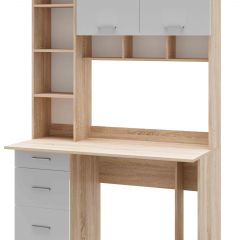 Стол компьютерный ПКС-5 Дуб сонома/Белый глянец в Сургуте - surgut.mebel24.online | фото 2