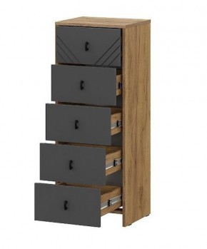 БАЙКАЛ Комод (5 ящиков) Графит/Дуб золотой в Сургуте - surgut.mebel24.online | фото 2