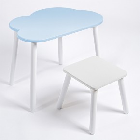 Детский комплект стол ОБЛАЧКО  и табурет Rolti Baby (голубая столешница/белое сиденье/белые ножки) в Сургуте - surgut.mebel24.online | фото