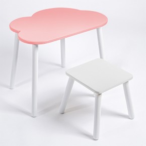 Детский комплект стол ОБЛАЧКО  и табурет Rolti Baby (розовая столешница/белое сиденье/белые ножки) в Сургуте - surgut.mebel24.online | фото
