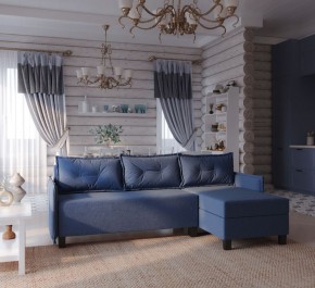 Диван-кровать угловой Киркас синий, ткань рогожка в Сургуте - surgut.mebel24.online | фото 2