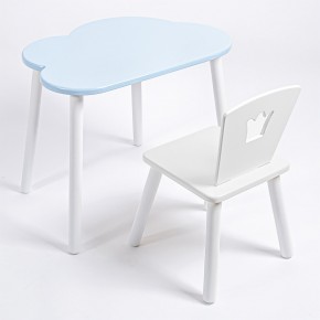 Комплект детский стол ОБЛАЧКО и стул КОРОНА ROLTI Baby (голубая  столешница/белое сиденье/белые ножки) в Сургуте - surgut.mebel24.online | фото 1