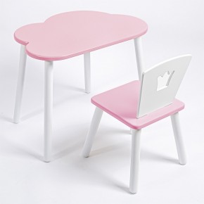 Комплект детский стол ОБЛАЧКО и стул КОРОНА ROLTI Baby (розовая столешница/розовое сиденье/белые ножки) в Сургуте - surgut.mebel24.online | фото 1