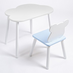 Комплект детский стол ОБЛАЧКО и стул МИШКА ROLTI Baby (белая столешница/голубое сиденье/белые ножки) в Сургуте - surgut.mebel24.online | фото