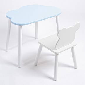 Комплект детский стол ОБЛАЧКО и стул МИШКА ROLTI Baby (голубая столешница/белое сиденье/белые ножки) в Сургуте - surgut.mebel24.online | фото 1