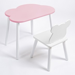 Комплект детский стол ОБЛАЧКО и стул МИШКА ROLTI Baby (розовая столешница/белое сиденье/белые ножки) в Сургуте - surgut.mebel24.online | фото