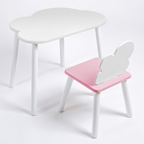 Комплект детский стол ОБЛАЧКО и стул ОБЛАЧКО ROLTI Baby (белая столешница/розовое сиденье/белые ножки) в Сургуте - surgut.mebel24.online | фото