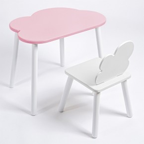 Комплект детский стол ОБЛАЧКО и стул ОБЛАЧКО ROLTI Baby (розовая столешница/белое сиденье/белые ножки) в Сургуте - surgut.mebel24.online | фото