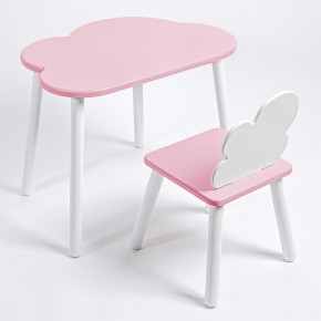 Комплект детский стол ОБЛАЧКО и стул ОБЛАЧКО ROLTI Baby (розовая столешница/розовое сиденье/белые ножки) в Сургуте - surgut.mebel24.online | фото