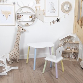 Комплект детский стол ОБЛАЧКО и стул ЗВЕЗДА ROLTI Baby (белая столешница/белое сиденье/цветные ножки) в Сургуте - surgut.mebel24.online | фото