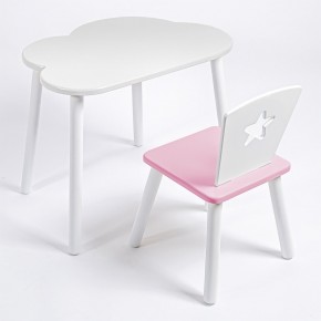 Комплект детский стол ОБЛАЧКО и стул ЗВЕЗДА ROLTI Baby (белая столешница/розовое сиденье/белые ножки) в Сургуте - surgut.mebel24.online | фото