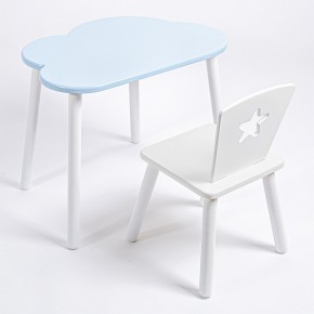 Комплект детский стол ОБЛАЧКО и стул ЗВЕЗДА ROLTI Baby (голубая столешница/белое сиденье/белые ножки) в Сургуте - surgut.mebel24.online | фото